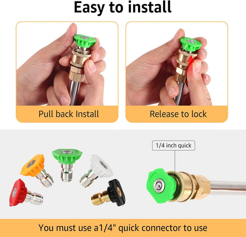 Pressure Washer Tips Pressure Washer Nozzle Tips 4500 PSI, Universal Multiple Degrees (0?15?25?40?Soap) 1/4" Quick Connect, Power Washer Nozzle Ti...