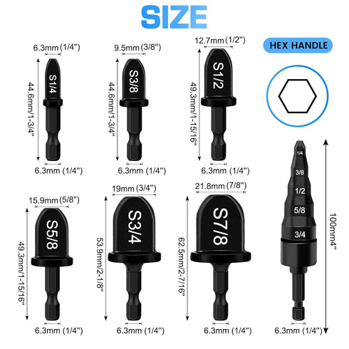 Hakkin 7PCS HVAC Repairing Set, Air Conditioner Copper Tube Expander with 5 in 1 Swaging Tool Drill Bit, Hex Shank Manual Pipe Swage Expander, Fla...