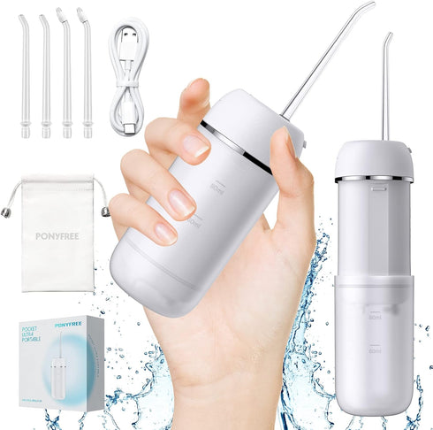 Water Flosser Cordless for Teeth, PONYFREE Mini Portable Oral Irrigator with 9 Pressure Modes, Teeth Cleaner Pick, Unique Pressure Stabilization T...