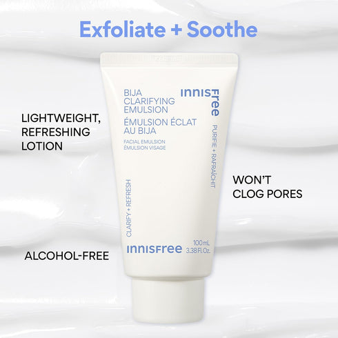 innisfree Bija Clarifying Emulsion with Salicylic Acid and Niacinamide, Korean Skincare Lightweight Face Moisturizer (Packaging May Vary)...