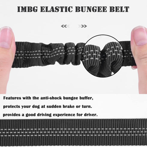 Dog Seat Belts for Car, Adjustable Nylon Restraint Car Seat Belt for Dog, Strong Dog Car Safety Harness with Elastic Bungee Buffer, 360 Degree Swi...