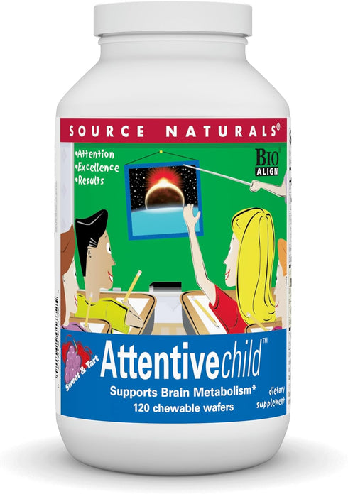 Source Naturals Attentive Child Chewable Wafers for Brain Metabolism Support - 120 Fruit Wafers...