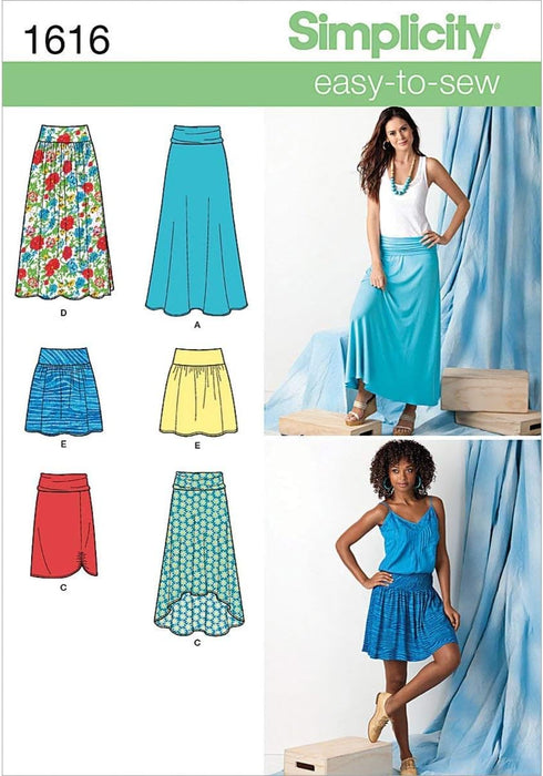 Simplicity 1616 Easy to Sew Women's Woven or Knit Skirt Sewing Patterns, Sizes 14-22...