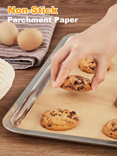 SMARTAKE 50 Pcs Parchment Paper Baking Sheets, 12x16 Inches Non-Stick Precut Baking Parchment, for Baking Grilling Air Fryer Steaming Bread Cup Ca...