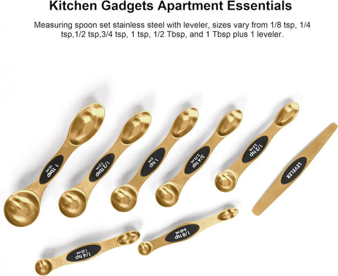Magnetic Measuring Spoons Set Stainless Steel with Leveler, Stackable Metal Tablespoon Measure Spoon for Baking, Measuring Cups and Spoon Set Kitc...
