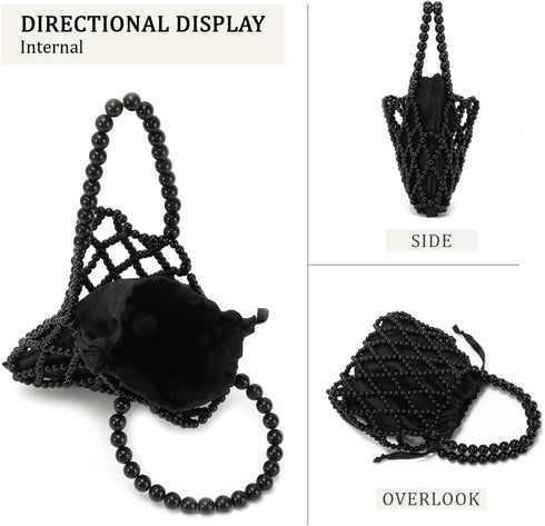 Oweisong Women Pearl Clutch Purses Wedding Bridal Handbag Tote Formal Party Evening Bucket Bag 2 in 1 Shoulder Bag...