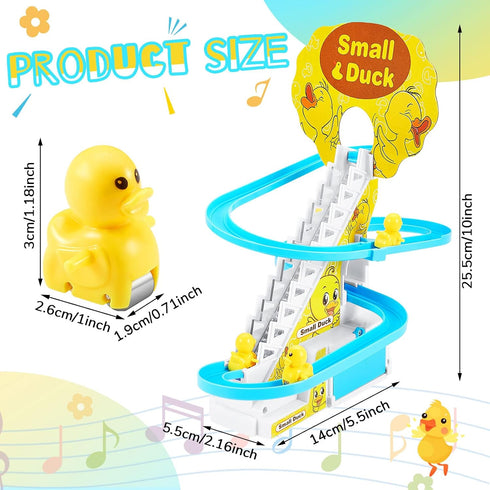 Small Duck Climbing Stairs Duck Roller Electric Track Slide Stairs Coaster Toys for Toddlers Indoor Toy with LED Flashing Lights (Duck)...