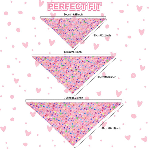 Pink Heart Pattern Dog Bandanas, Comfortable Cotton Triangle Bibs Scarfs for Dogs or Cats, Cute Pet Kerchief for Small Medium Large Dogs...