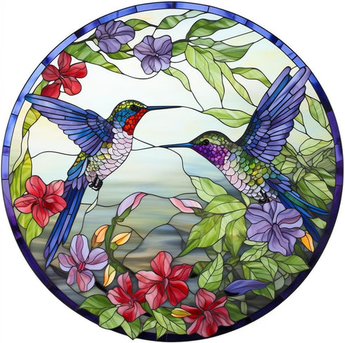 DIY Stamped Cross Stitch Kits Stained Glass Hummingbird and Flower for Beginners Easy 11CT Needlepoint Embroidery Counted Cross Stitch Kits Art Cr...