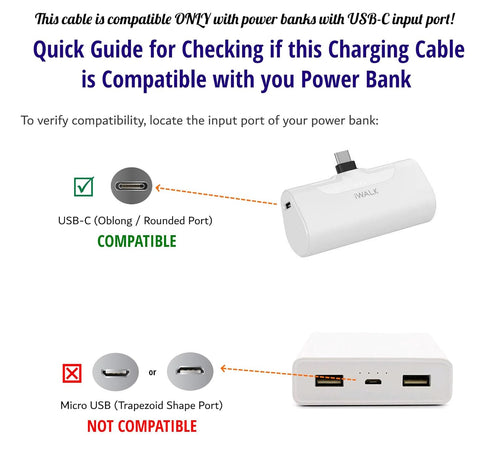 USB-C Charging Cable Cord Wire for Newest Power Banks Compatible with iWalk, Spigen PocketBoost, INIU, RAVPower, BONAI, Anker USB-C & Other PowerB...