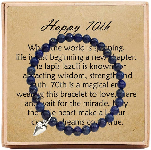 70th Birthday Gifts for Women Turning 70 – Bead Bracelet with Message Card & Gift Box - Seventieth...