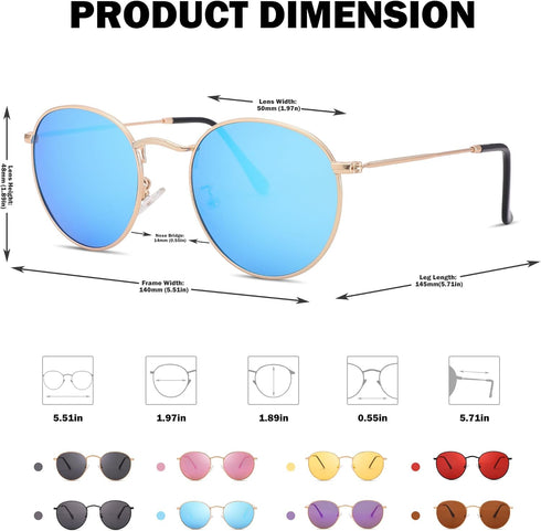 Pro Acme Small Round Metal Polarized Sunglasses for Women Retro Designer Style...