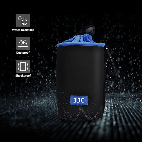 JJC Drawstring Neoprene Camera Lens Pouch Case, Protective Lens Bag for Mirrorless Lenses Up to 3.3 x 5.1 (D X H) for Canon RF 85mm EF-S 18-135mm ...