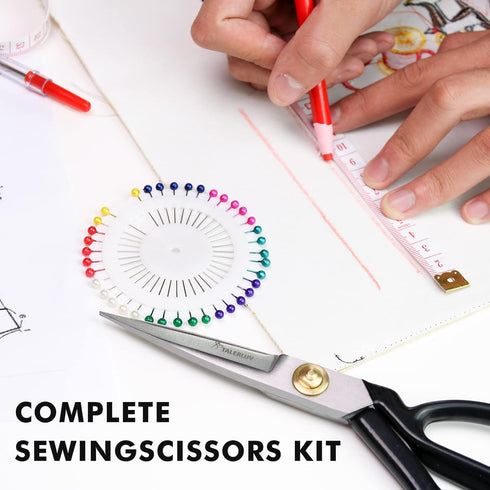 Talerluv Professional Sewing Fabric Scissors, Heavy Duty Sharp Tailor Haberdashery Shear with Fabric Pencil, Pins, Snips, Tape Measure, Seam Rippe...