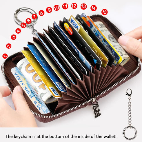 FurArt Zipper Wallet Women, RFID Blocking Credit Card Wallet, Business Card Holder, Compact Size KeyChain Wallet...