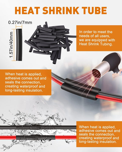 NAOEVO 2 Pin Connector Waterproof?16 AWG 2 Wire Connectors, Automotive Electrical Connectors Male And Female Way With Heat Shrink Tubing For Car T...