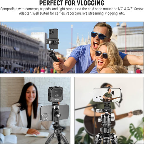 NEEWER Metal Phone Tripod Mount Adapter with Arca QR Base, Cold Shoe, 360° Swivel 180° Tilt, Phone Holder Compatible with iPhone 15 Pro Max Galaxy...