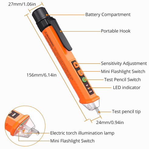 Neoteck Electrical Socket Voltage Tester Pen Kit Included Non-Contact 12-1000V AC Voltage Detector Pen and Receptacle Tester with AC Voltage Detec...