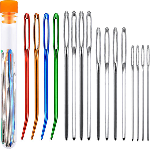 TIESOME16pcs Large-Eye Needle Set, Stainless Steel Darning Needle Yarn Knitting Needles Sewing Needles Wool Needle Hand Knitting Needles Sewing Kn...