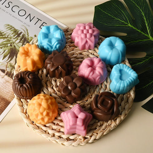 3 Pack Chocolate Flowers Silicone Molds 12 Cavity Flowers Heart Shape Candy Cake Molds for Baking, Cupcake, Jelly, Ice Cube Dishwasher Safe, Heat ...