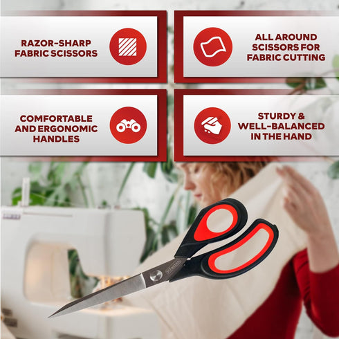 XFasten Heavy-Duty Professional Tailor Scissors, 9.5-Inch Heavy Duty Ultra-sharp Dressmaker’s Scissors Shears for Fabric Cutting | Sewing scissors...