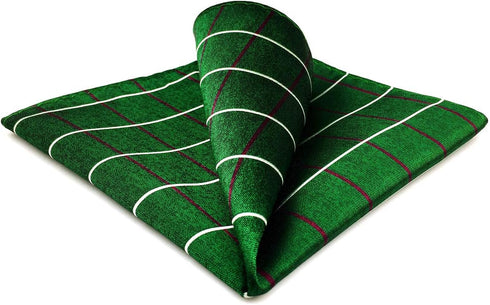 SHLAX&WING New Checkered Green Mens Pocket Square Handkerchief Designer Silk...