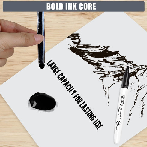 30 Packs Black Permanent Markers, Fine Point Waterproof Markers Pens Bulks, Durable, Quick-Drying Marker, Ideal Stationery Supplies for Schools, H...