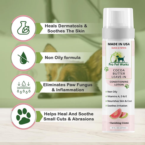 5 in 1 Cocoa butter Leave-in Conditioner Lotion for Dogs & Cats-Pet Hot Spot Cream & Balm for Allergies, dermatosis, Paw Fungus Or Dry Itchy Skin-...