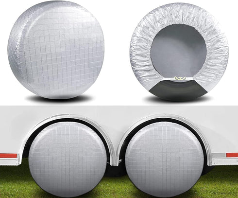 Amfor Tire Covers Set of 2, Waterproof Anti-UV Sun Snow Rain Tire Covers for Trailers, RV, Camper, SUV, Truck, Fit 24-26 inches Tire Diameter...