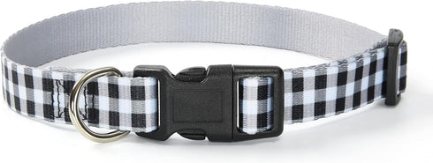 Mile High Life Dog Collar | Cute Puppy Collars | Lightweight Girl Dog Collar | Soft Boy Dog Collars | w Geometric Plaid Wave Line Pattern (Black/W...