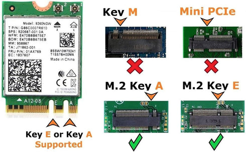 AC 9260 802.11ac M.2 Bluetooth 5.1 Legacy Network Card | WiFi 5 up to 1.73Gbps, MU-MIMO | Compatible with Intel, AMD, Linux & Windows 10/11 | 9260...