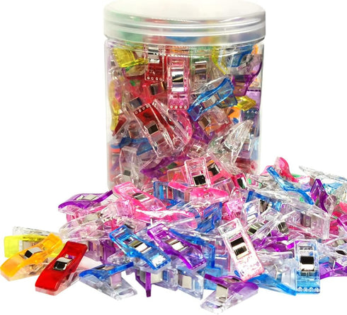 Sewing Clips, 120 Pcs with Plastic Jar, Fabric Clips, Premium Quilting Clips for Supplies Crafting Tools, Quilting Clip,Plastic Clips for Crafts,S...