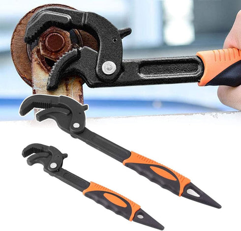 Adjustable Wrench Quick Multi-Function Spanner Power Grip Pipe Wrench Set 2 Pack compatible with 14-60mm Pipes Nuts Screws...