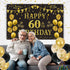 Trgowaul 60th Birthday Backdrop Gold and Black 5.9 X 3.6 Fts Happy Birthday Party Decorations Banner for Women Men Photography Supplies Background...
