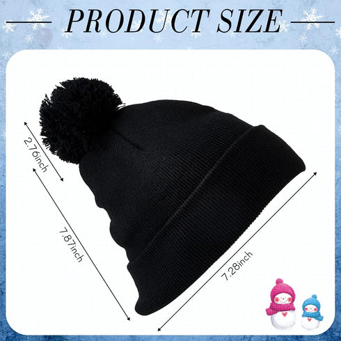 Geyoga 2 Pcs Pom Beanie Hat Men Women Winter Hat Pom Knit Hat Beanies with Ball at Top Acrylic Winter pom Cap with Cuff...