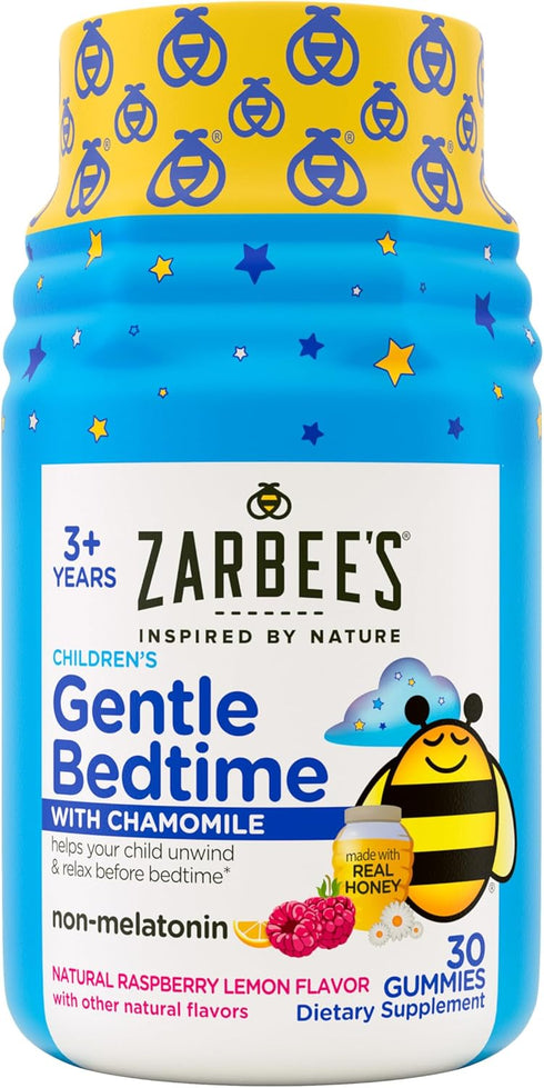 Zarbee's Gentle Bedtime Gummies for Kids - Melatonin-Free Blend of Natural Honey, Raspberry Lemon, and Chamomile Helps Children Unwind and Relax t...