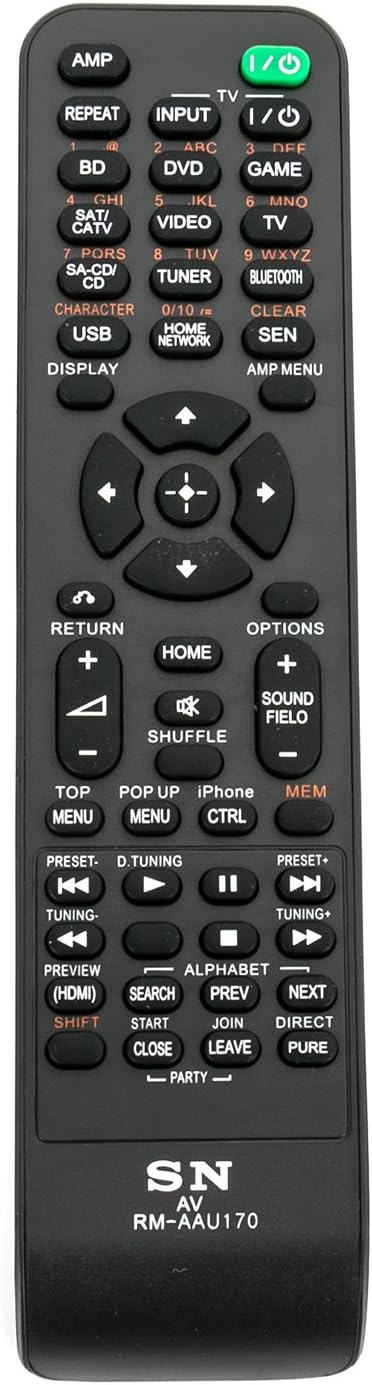 RM-AAU170 Replacement Remote Control Applicable for Sony STR-DN840 7.2 Channel AV Receiver STRDN840 RM-AAU177 RM-AAU169...