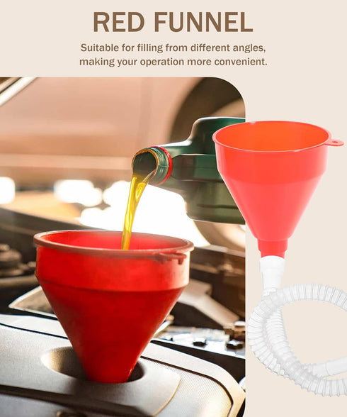 3Pcs Funnels for Automotive Use,Car Accessories Oil Funnel,Oil Funnels Set,Wide Mouth Fuel Funnels,Long Neck Oil Funnels,Flexible Right Angle Funn...