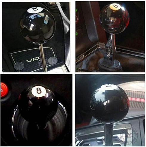 RYANSTAR Shift Knob Black 8 Ball Billiard Acrylic Gear Shift Lever Shift Knob Black Shaped Round Manual with 3 Adapters Universal Fit Compatible w...