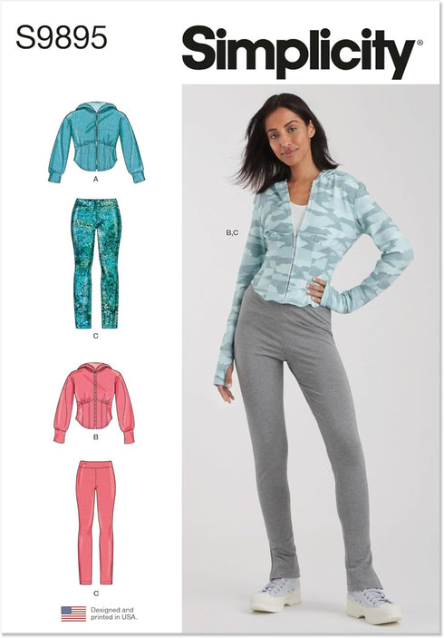Simplicity Misses' Corset Style Hooded Jacket and Knit Leggings Sewing Pattern Packet, Design Code S9895, Sizes 10-12-14-16-18...