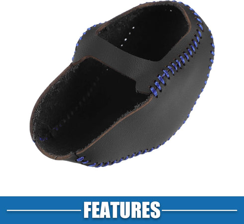 Car Gear Shifting Knob Cover Automatic Transmission Lever Trim for Toyota RAV4 2019-2023 Faux Leather Black Blue Stitches...