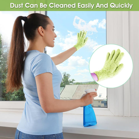 Sibba 2pcs Microfiber Dusting Mitt Gloves Auto Household Cleaning Mittens Cloth Reusable Washable Gloves for Men Women Kitchen House Blinds Plants...