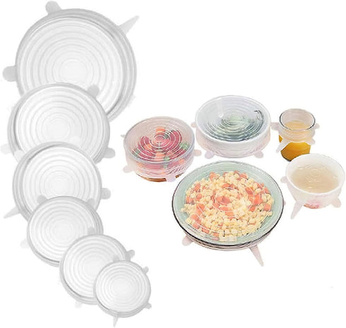 12pcs Reusable Silicone Stretch Lids - Eco-Friendly, Durable Food Storage Silicone Covers for Bowl - 6 Different Sizes to Meet Most Containers, Di...