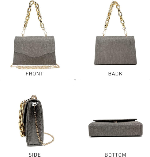 Women Sparkling Glitter Evening Handbag Top Handle Clutch Purse for Wedding Party Prom Cocktail Bridal...