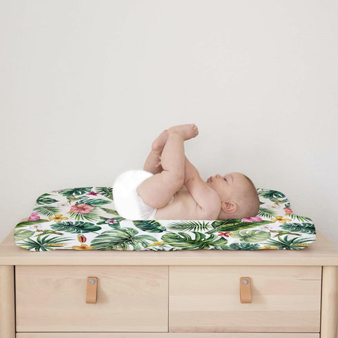 Green Tropical Leaves Floral Hummingbirds Changing Pad Covers Rainforest Monstera Leaves Diaper Changing Table Sheets for Boy Girl Soft Breathable...