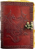 AzureGreen DOUBLE DRAGON Blank Page BOOK Handcrafted Leather Writing Unlined 5 x 7 JOURNAL (Vintage Brown)...