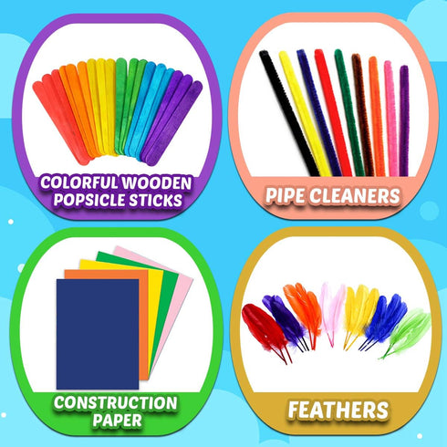 Goody King Arts and Crafts Supplies for Kids - Craft Art Supply Jar Kit for Student Age 4 5 6 7 8 9 10 Year Old Crafting Activity - Collage Arts S...