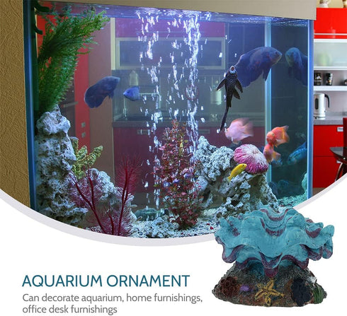 LUOZZY 2Pcs Pearl Scallop Ornaments Fish Tank Bubbler Decorations Underwater Aquarium Resin Craft Decors...