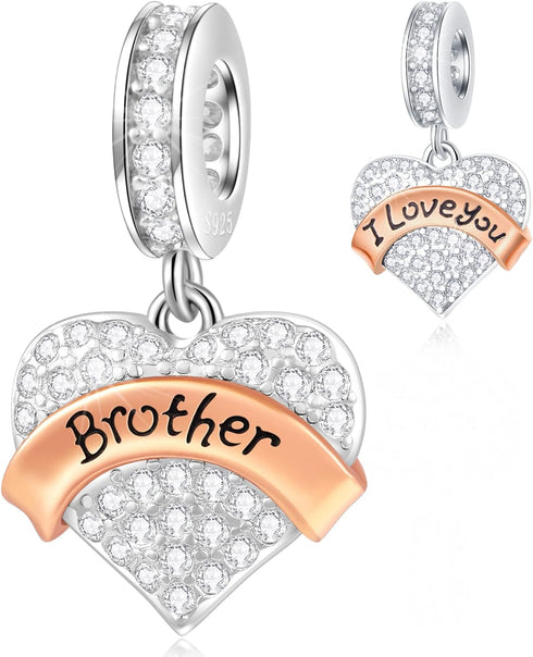 Family Charms, 925 Sterling Silver Mother Father Daughter Son Sister Brother Godmother Goddaughter Nana Grandpa Nephew Husband Wife Aunt Uncle Bes...