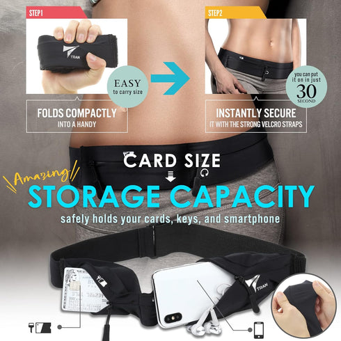 Fanny Pack Running Belt Bag TRAN Waist Pouch for Running, Walking, Traveling, Fitness, Cycling, and Workout Gym (US-Black, Medium)...